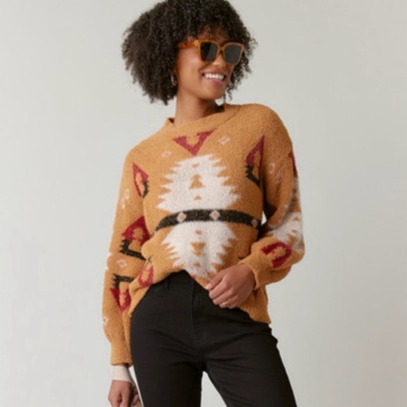 Francesca's Miami Camel Carolina Southwest Teddy Sweater. Size Large - Picture 2 of 11